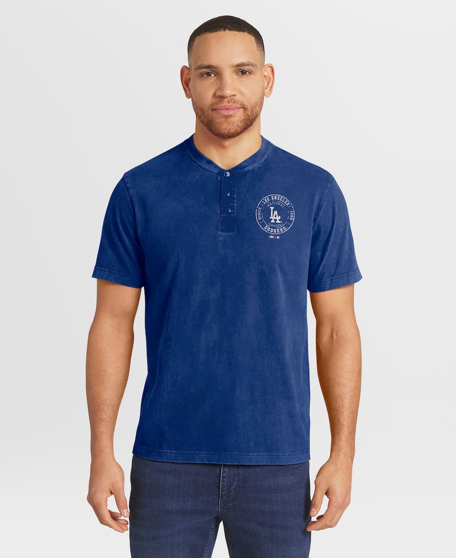 Мужская рубашка Henley Fanatics Los Angeles Dodgers, синяя, вареная