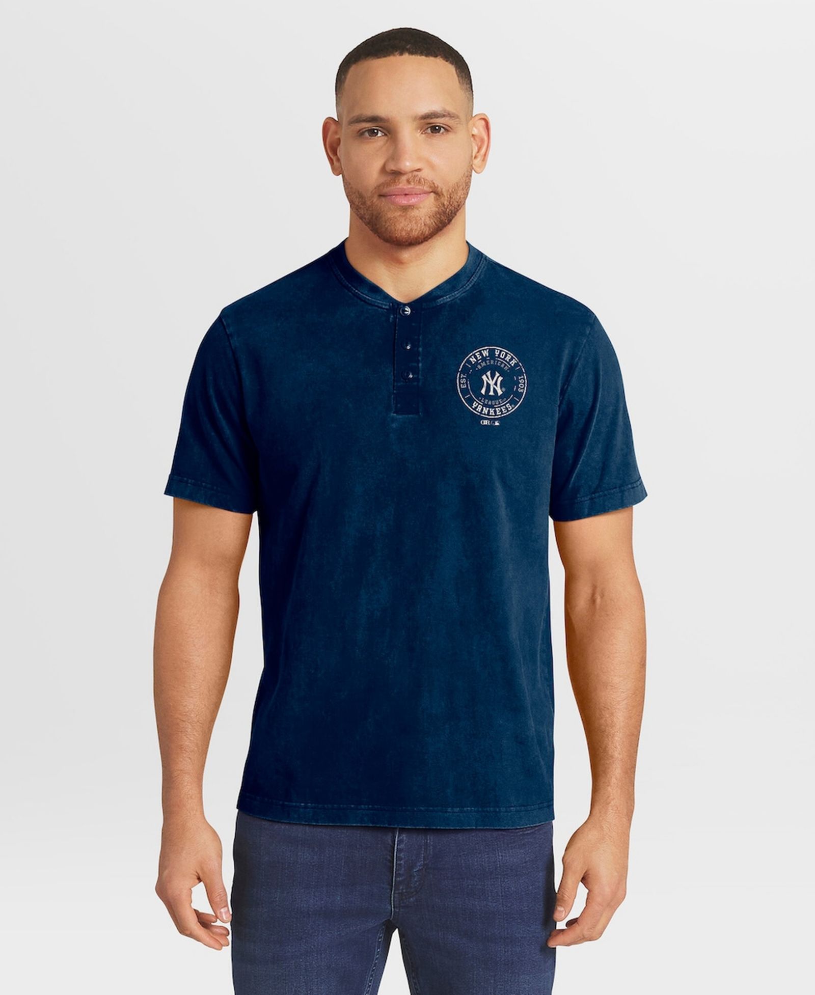 Мужская рубашка Fanatics Henley темно-синего цвета New York Yankees