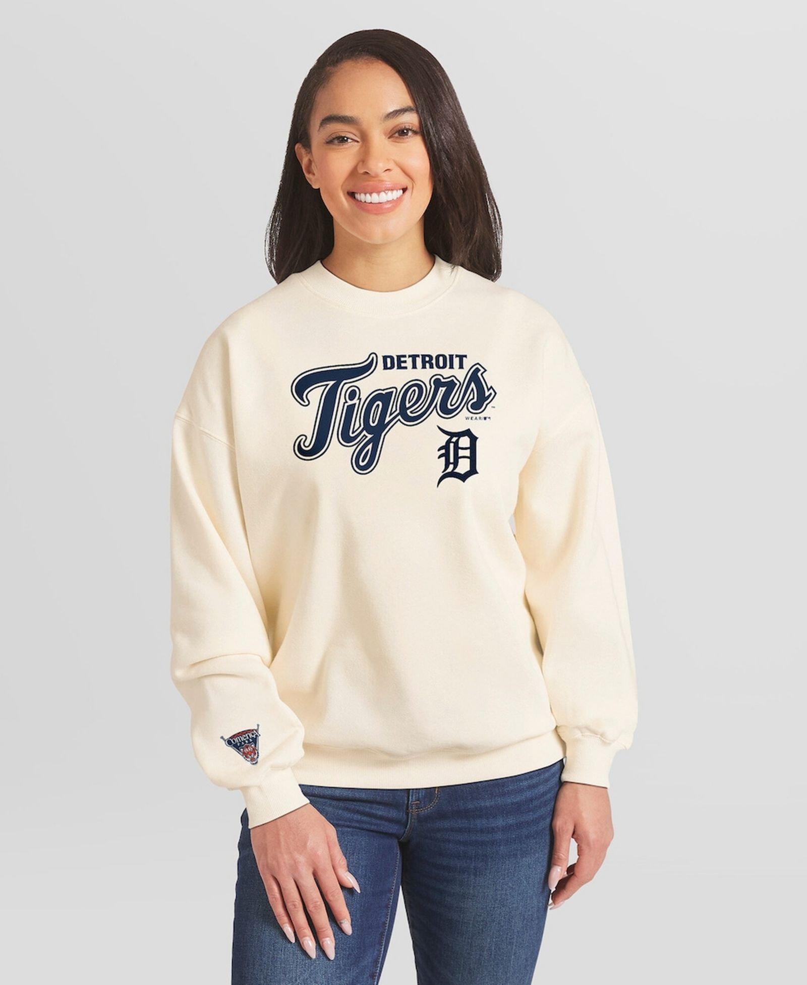 WEAR by Erin Andrews Женский свитшот Detroit Tigers кремового цвета
