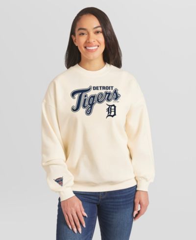 WEAR by Erin Andrews Women's Cream Detroit Tigers Heavyweight Crew Neck Sweatshirt