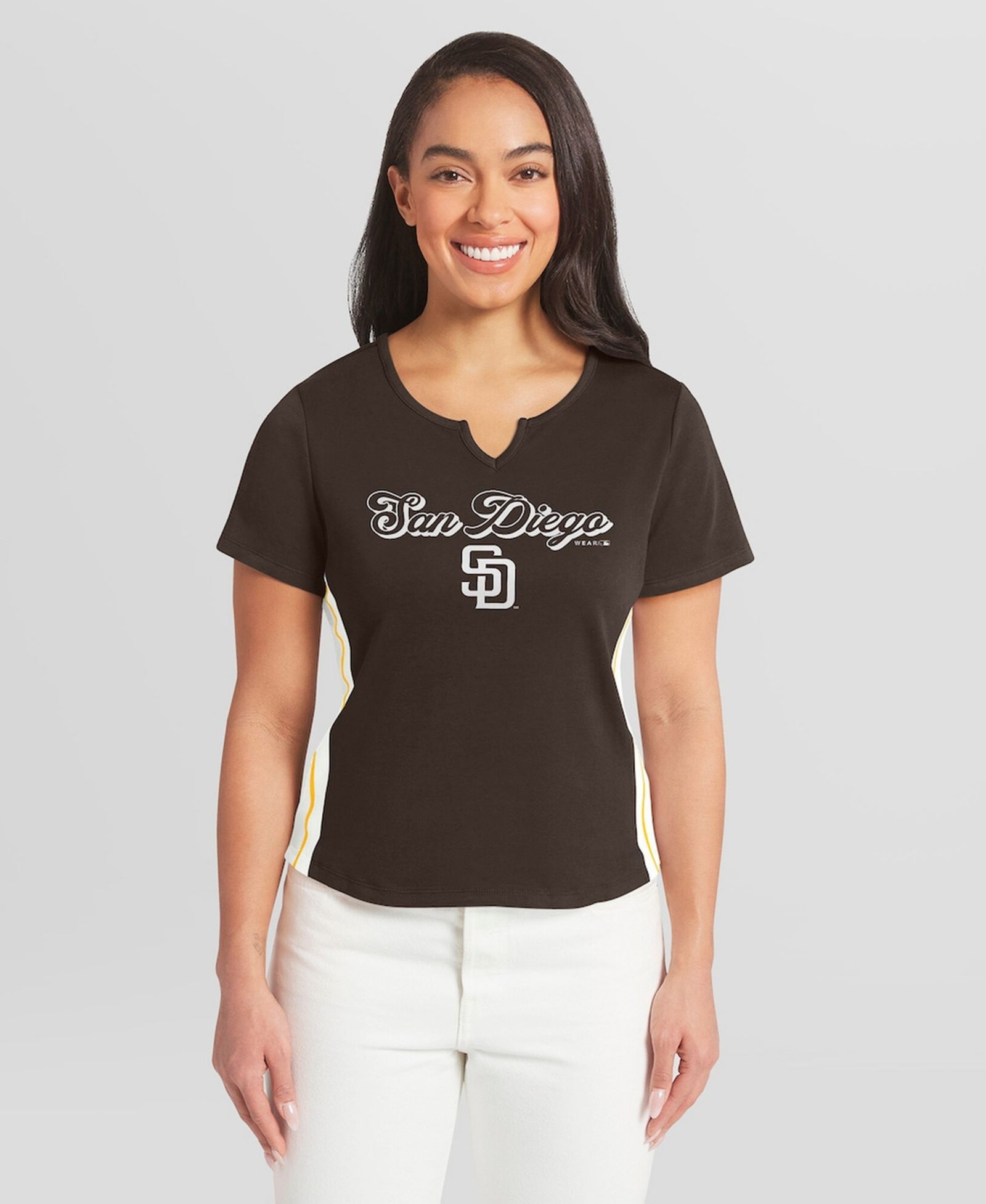 WEAR by Erin Andrews Женская укороченная футболка San Diego Padres с вырезом, коричневая