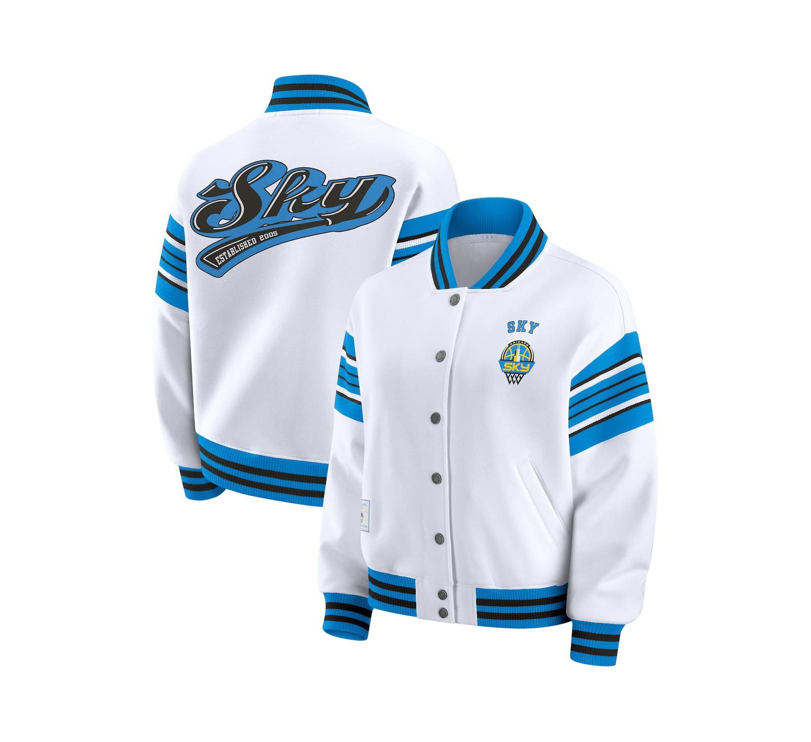 WEAR by Erin Andrews Женская флисовая куртка-свитшот WNBA Full-Snap White/Blue