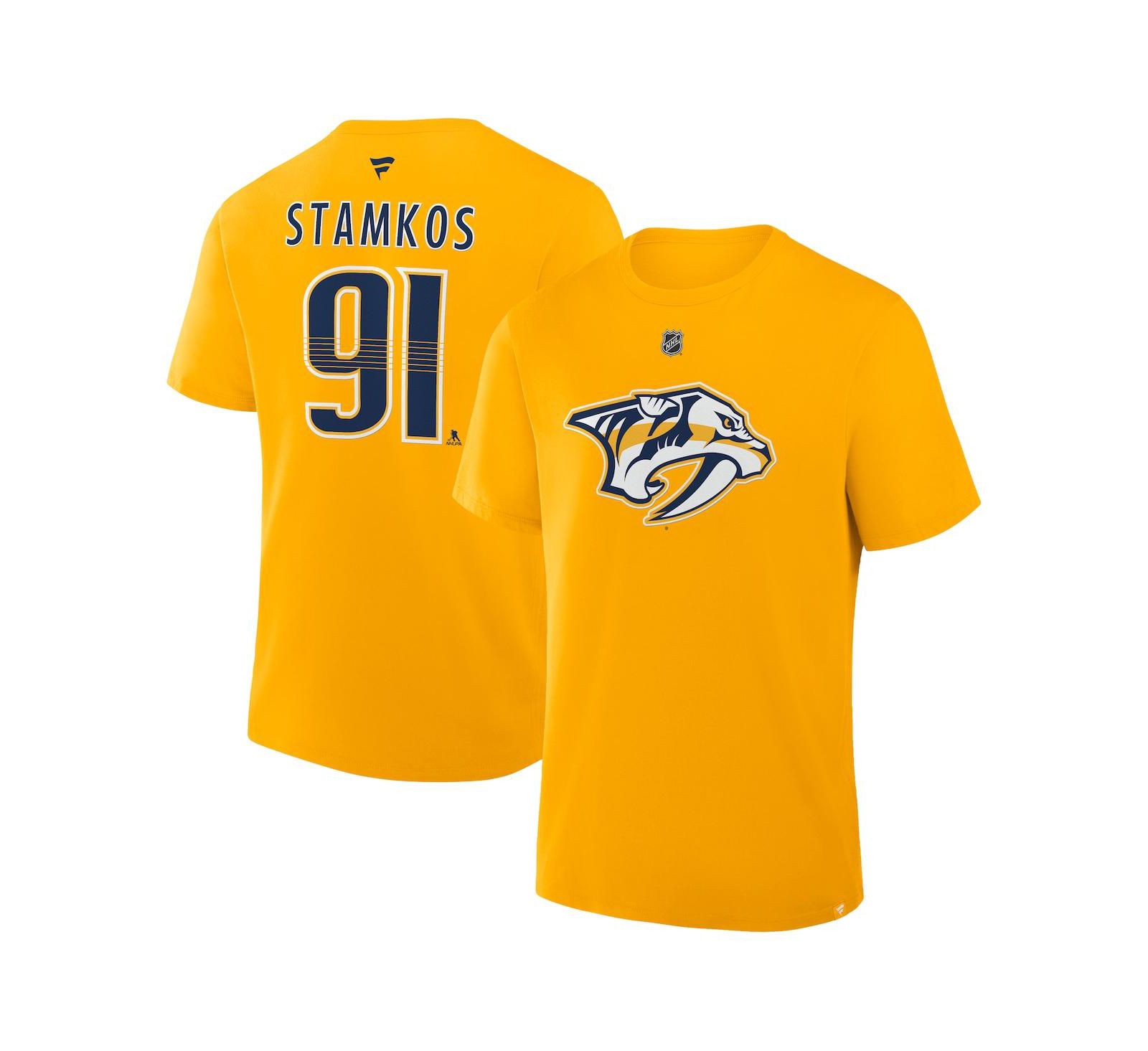 Мужская футболка Fanatics Steven Stammos Gold Nashville Predators Authentic Stack Name & Number