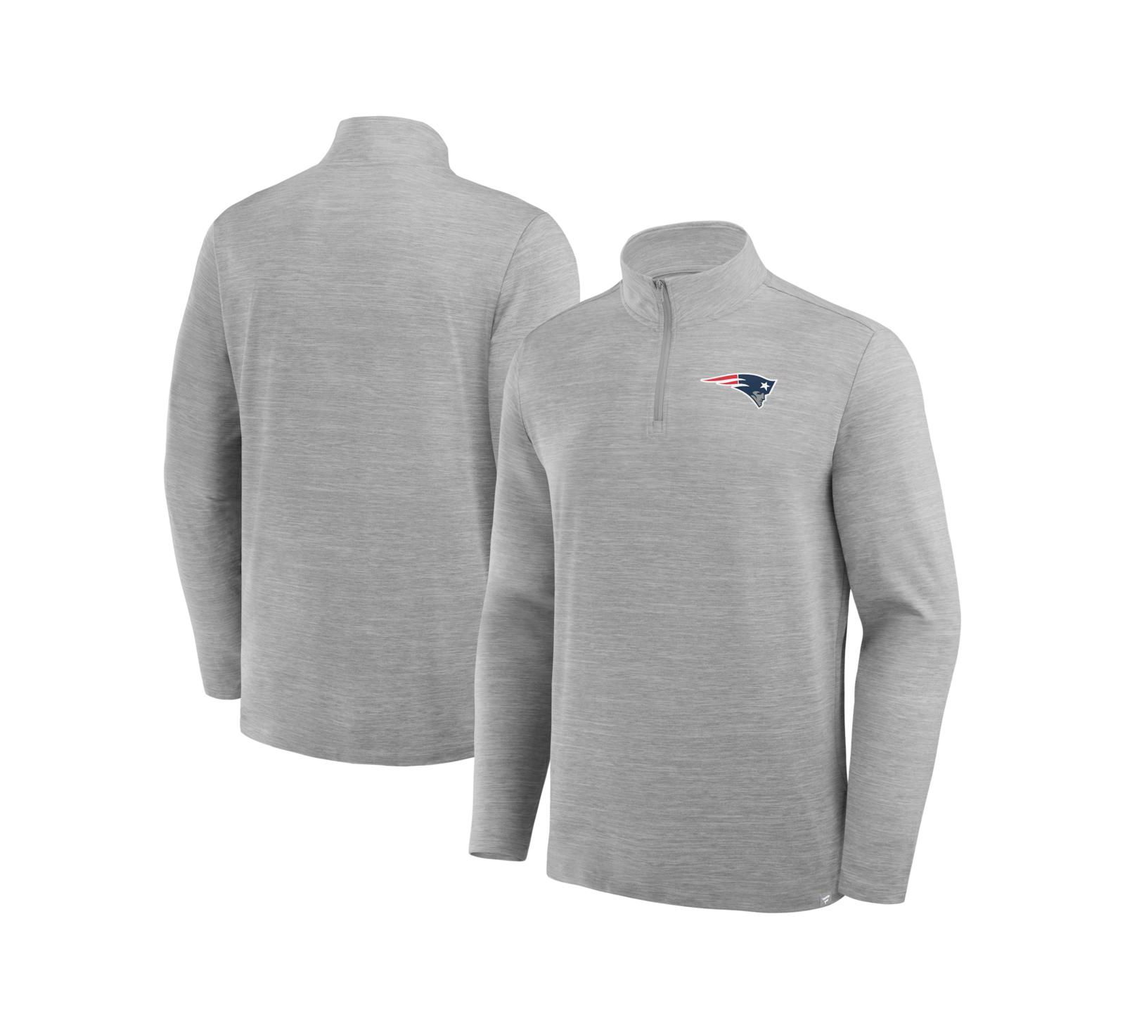 Мужская кофта Fanatics New England Patriots Clutch Quarter-Zip Pullover в меланжевом сером цвете
