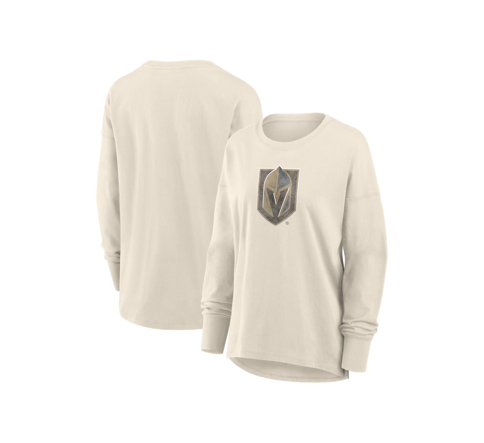 Женская футболка Fanatics Cream Vegas Golden Knights Distressed Logo Long Sleeve