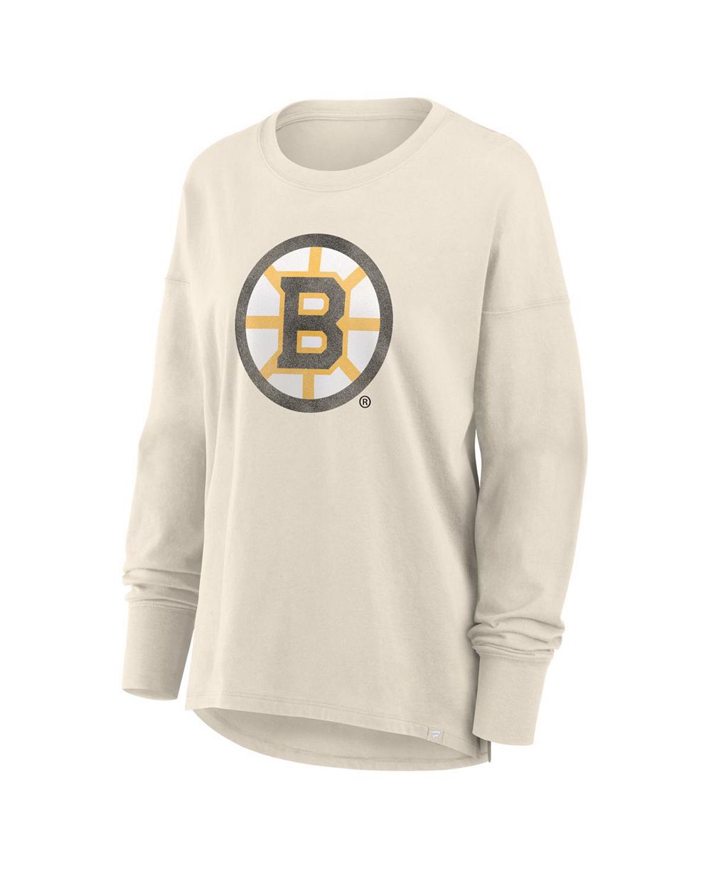 Fanatics Женская кремовая футболка Boston Bruins с потертым логотипом и длинным рукавом