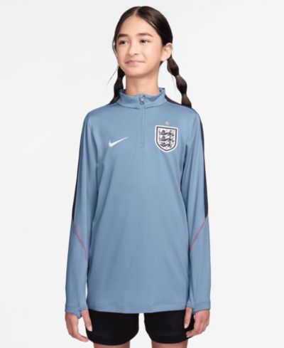 Nike Dri-FIT лонгслив для мальчиков и девочек, синий, национальная сборная Англии 2026 Strike, с молнией на четверть