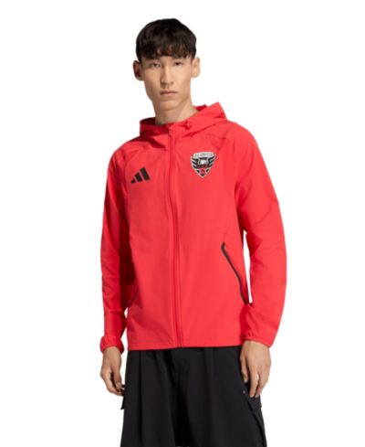 Adidas Мужской ветрозащитный худи с полной молнией, светло-красный, D.C. United Tiro