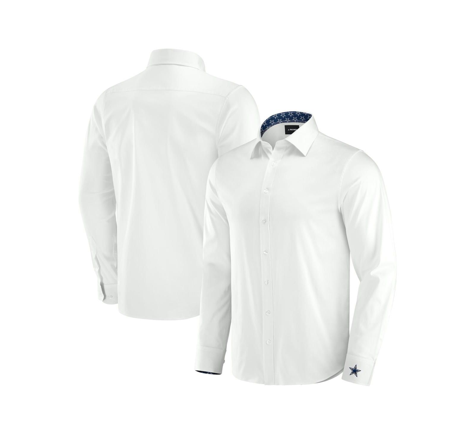 J. Palmer Men's White Dallas Cowboys Man-In-Motion Long Sleeve Button-Up Dress Shirt