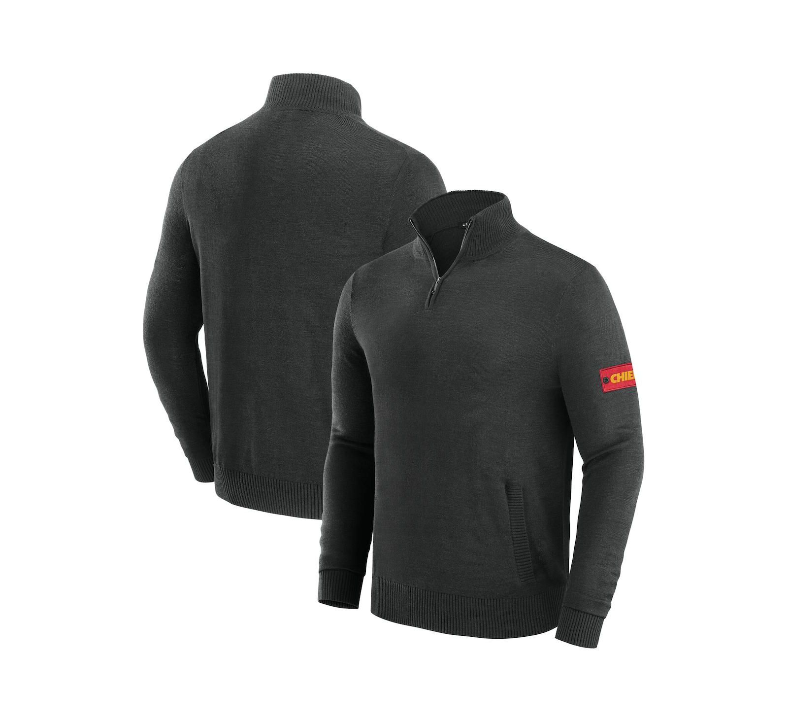J. Palmer Men's Black Kansas City Chiefs Franchise Quarter-Zip Sweater