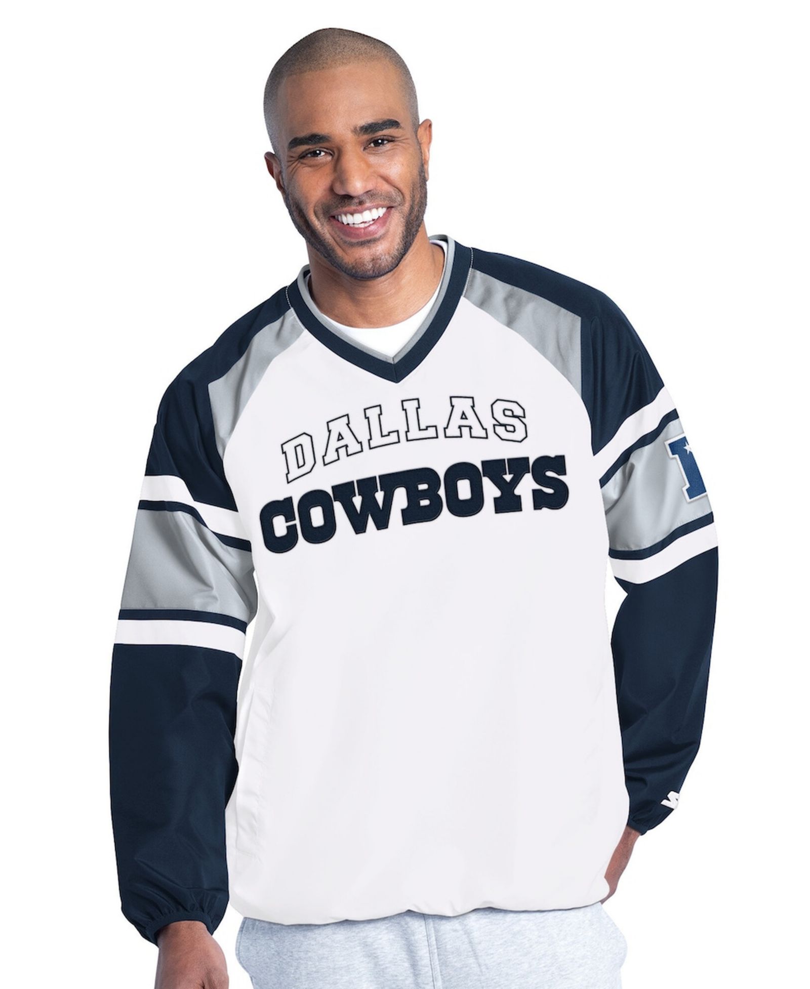 Starter Men's White Dallas Cowboys Infield Play Raglan Pullover Jacket
