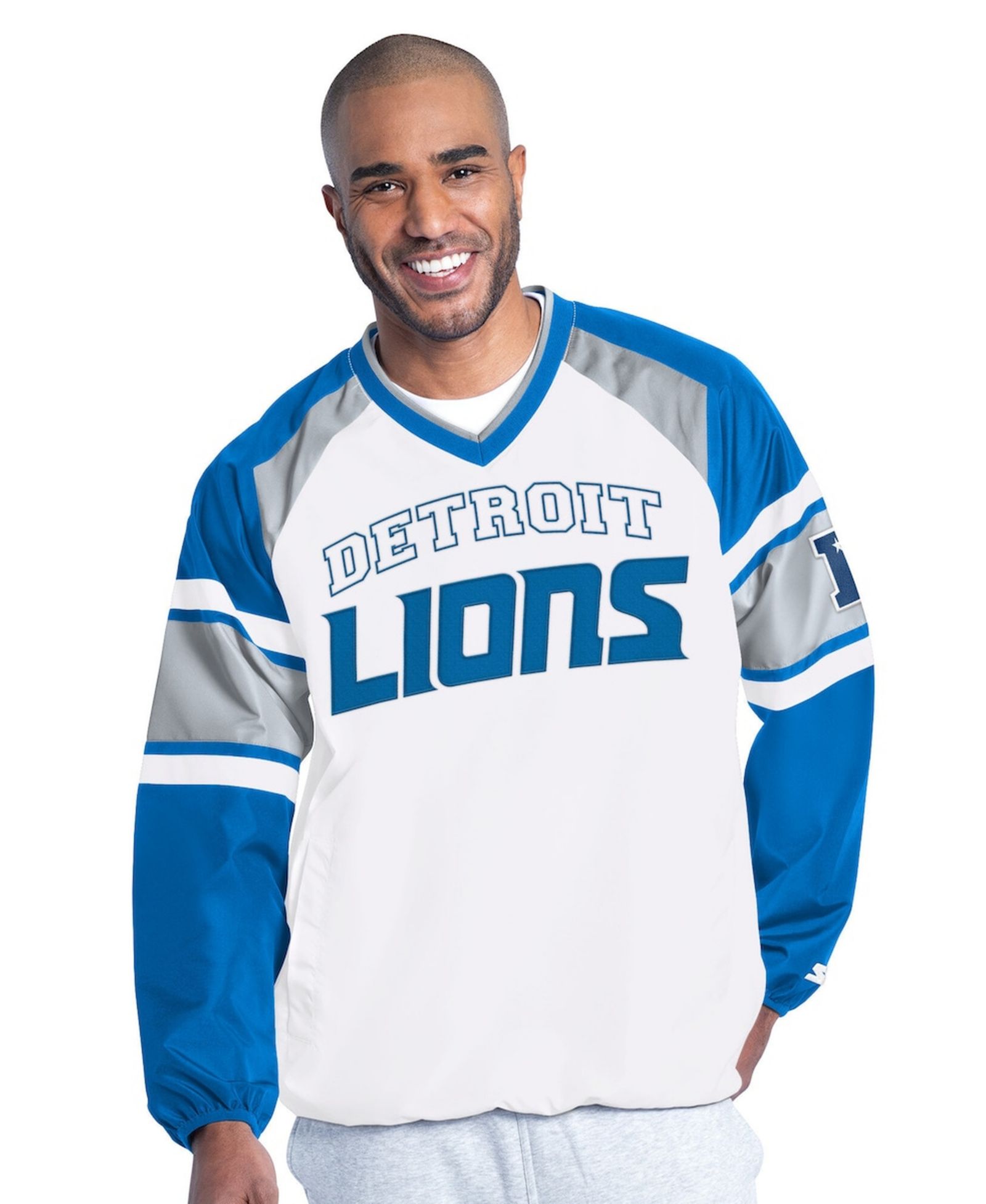 Мужская джерси-пуловер Starter White Detroit Lions Infield Play Raglan