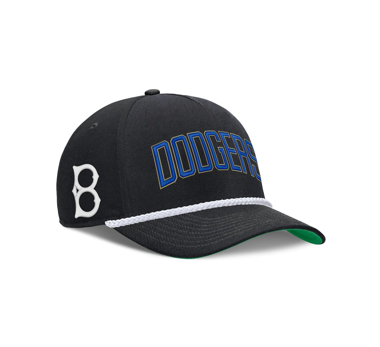 Nike кепка Men's Brooklyn Dodgers Cooperstown Collection Rise, черная, регулируемая