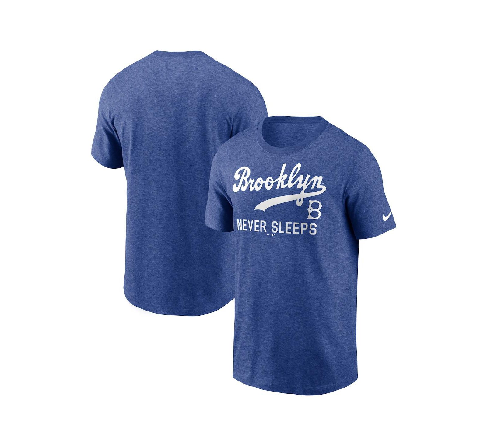 Мужская футболка Nike Heather Royal Brooklyn Dodgers Brooklyn Never Sleeps Tri-Blend