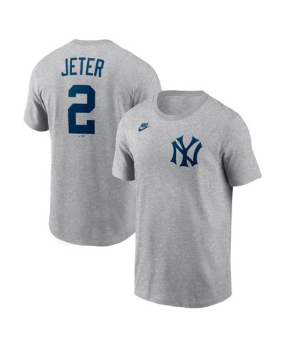 Nike Men's Derek Jeter Heather Gray New York Yankees Cooperstown Collection Name & Number T-Shirt