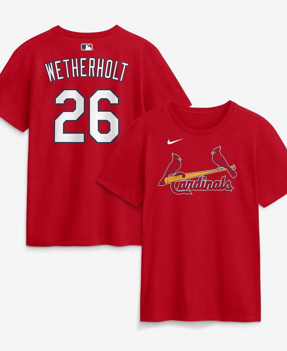 Мужская футболка Nike JJ Wetherholt Red St. Louis Cardinals Name & Number