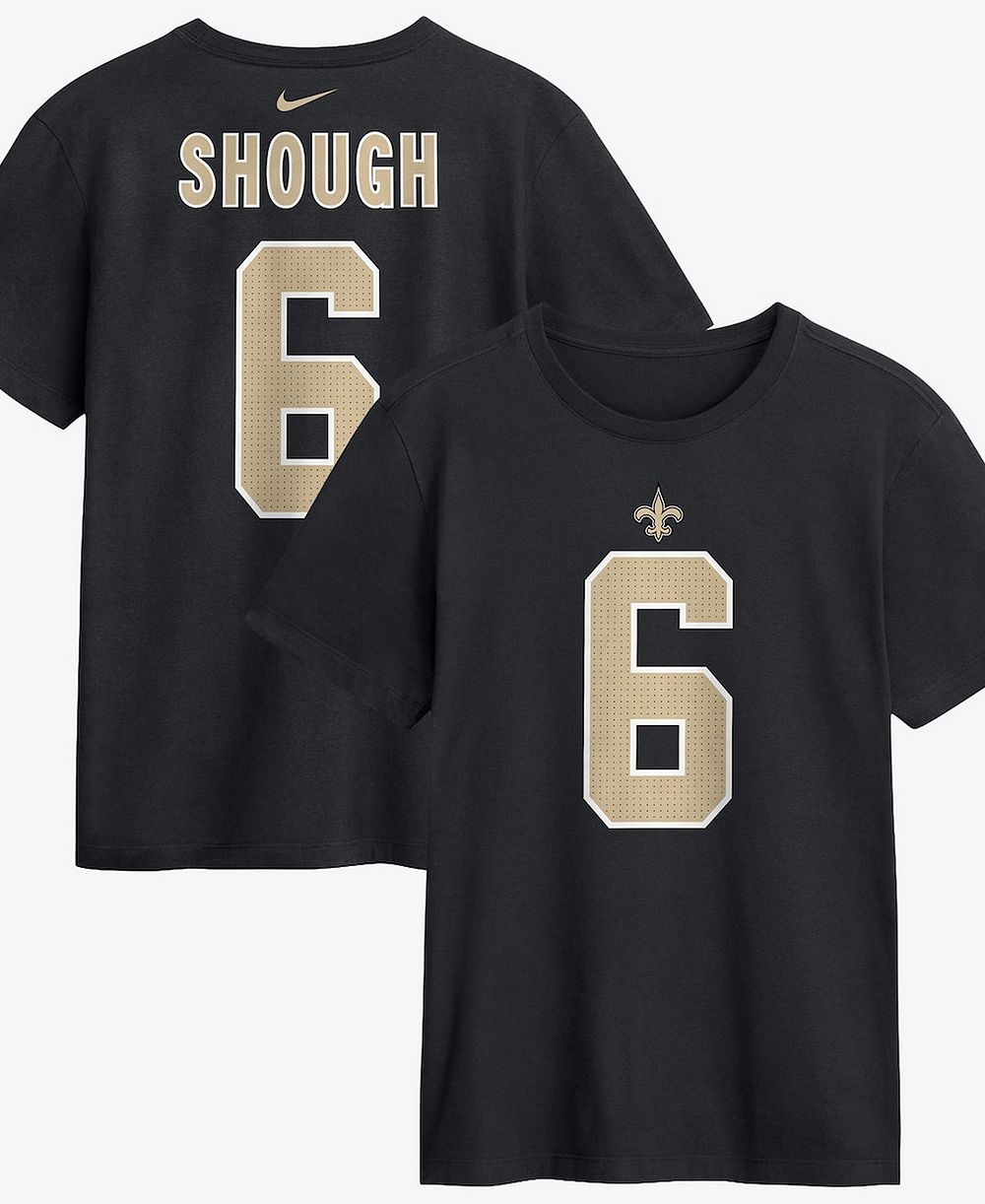 Nike Men's Tyler Shough Black New Orleans Saints Name & Number T-Shirt