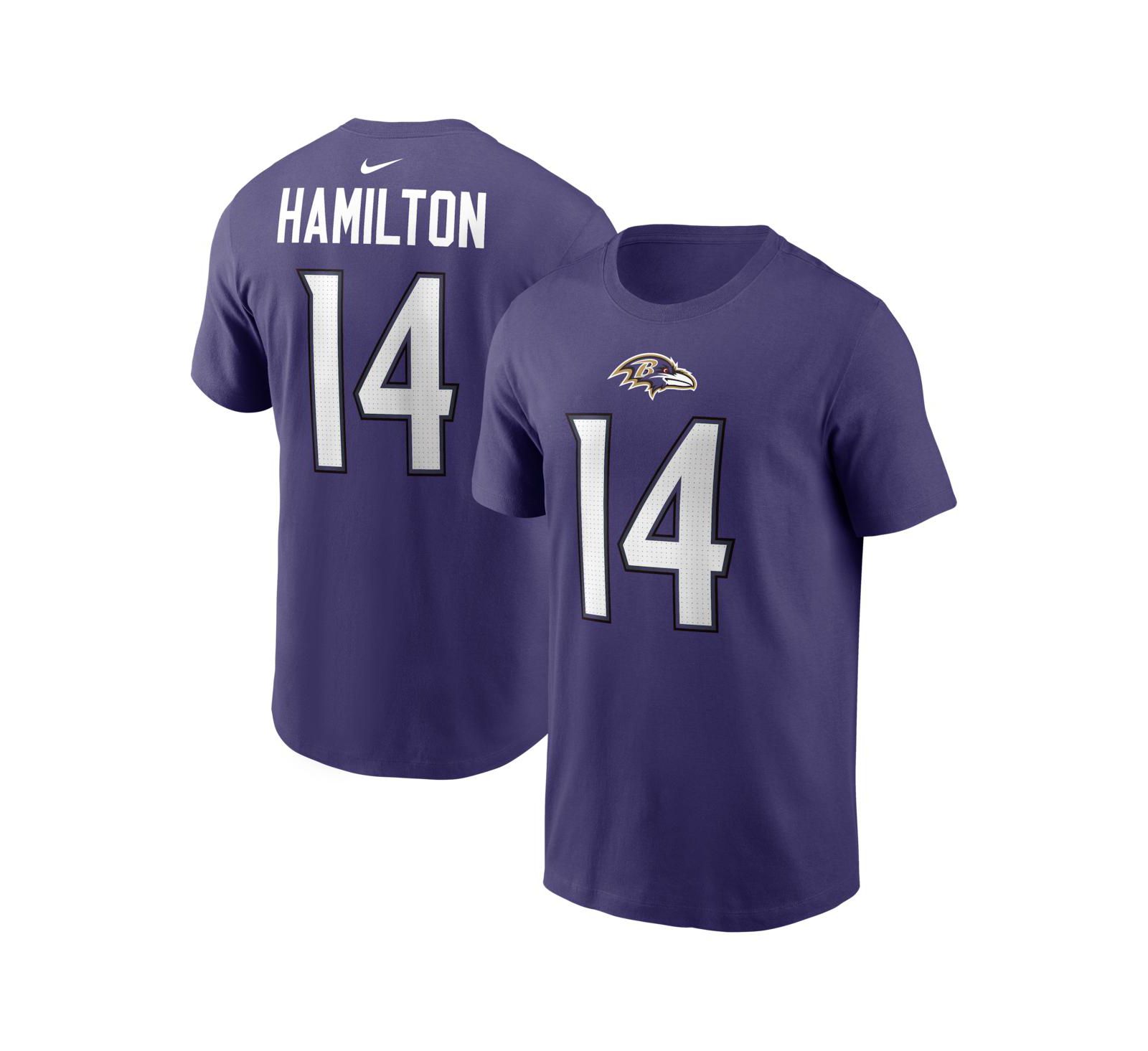 Nike Men's Kyle Hamilton Purple Baltimore Ravens Name & Number T-Shirt