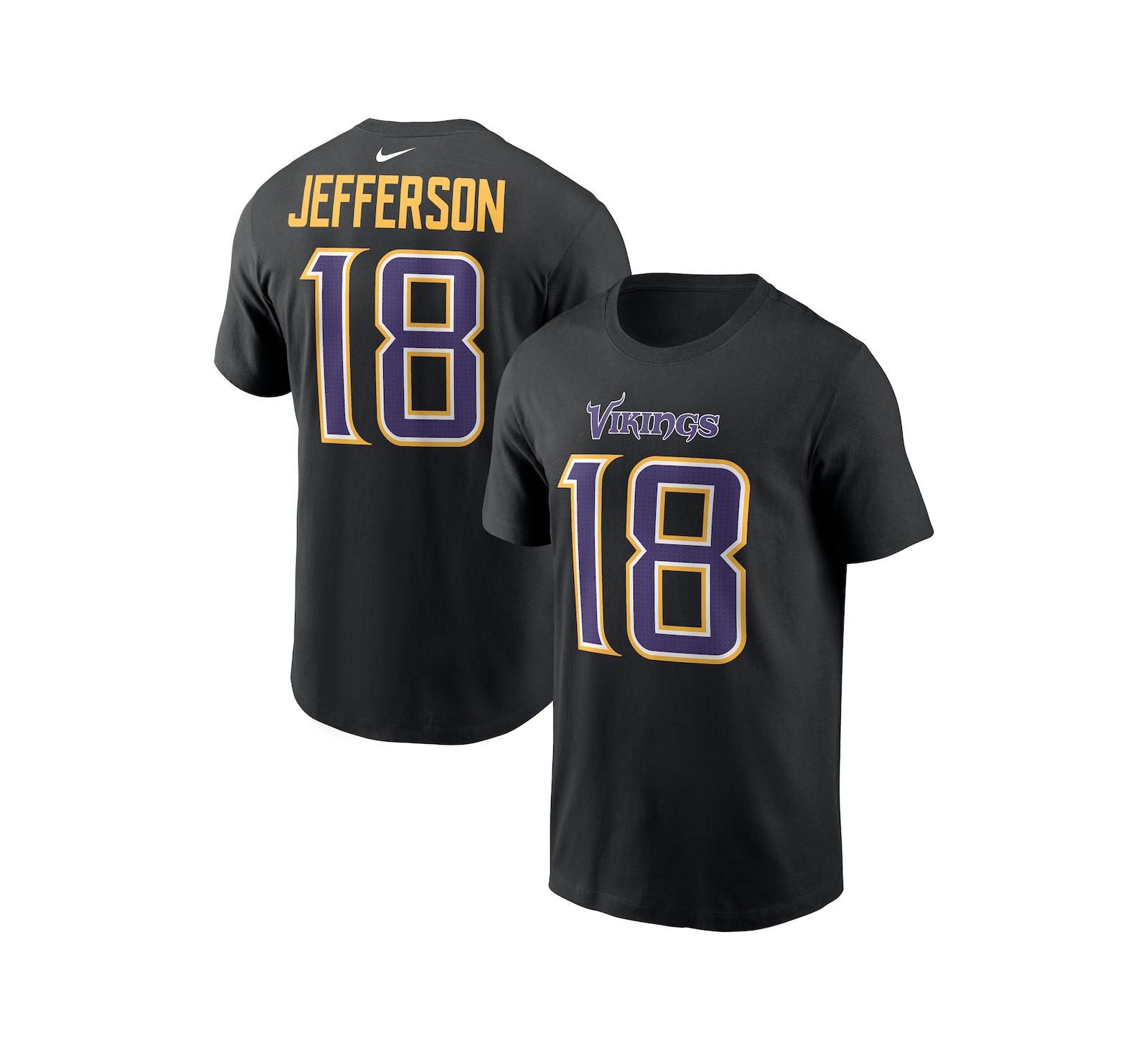 Nike Men's Justin Jefferson Black Minnesota Vikings Carbon Name & Number T-Shirt