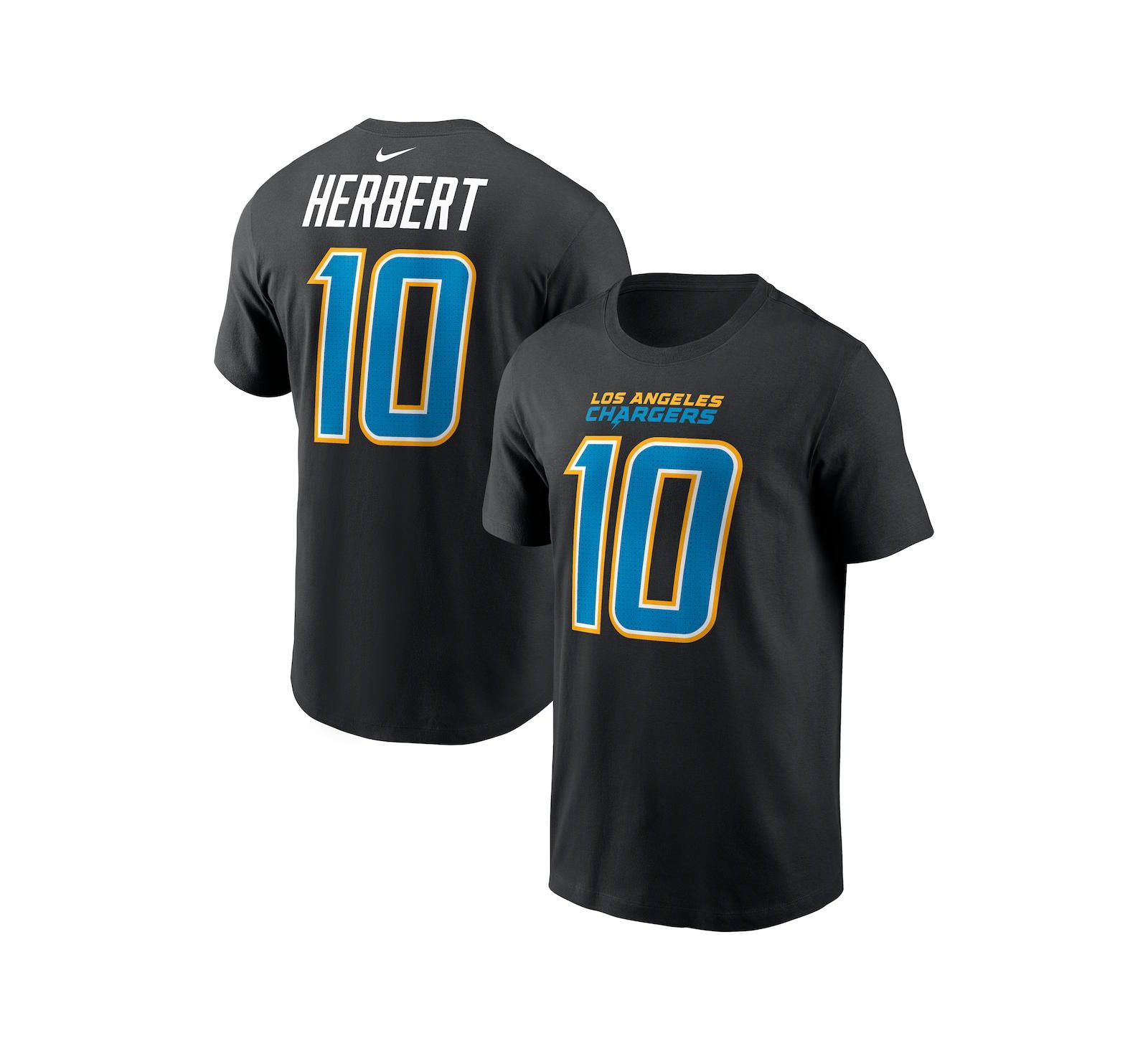 Мужская футболка Nike Justin Herbert Black Los Angeles Chargers