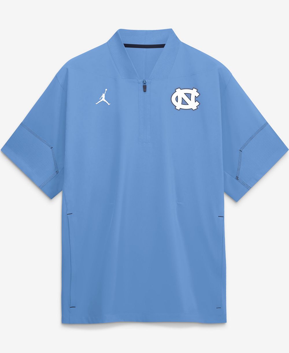Jordan Men's Jordan Carolina Blue North Carolina Tar Heels 2026 Sideline Short Sleeve Quarter-Zip Coach Jacket