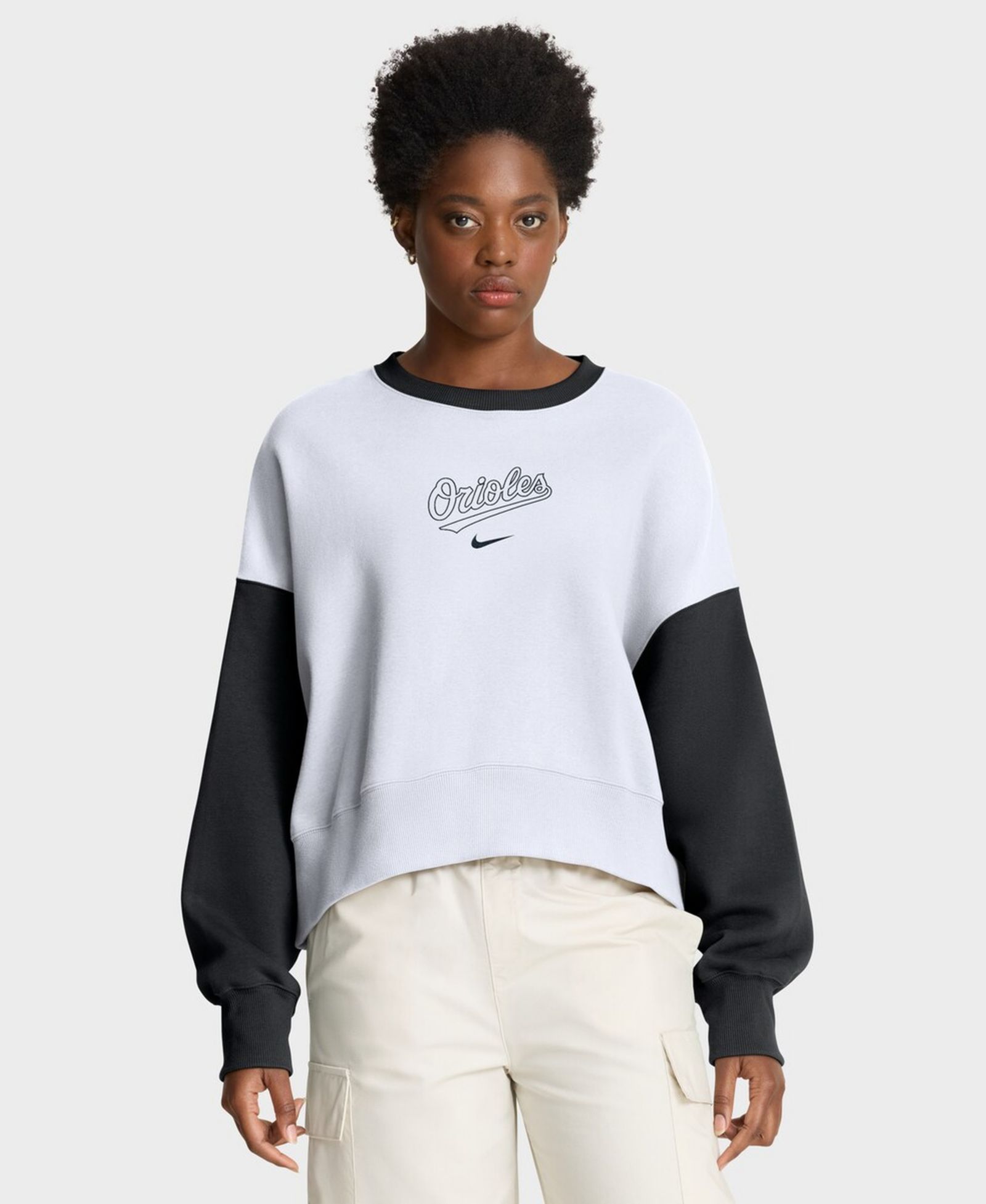 Женское оверсайз свитшот Nike Baltimore Orioles, белое/черное