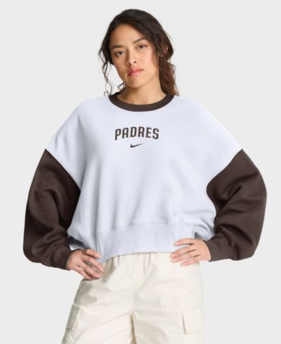 Nike Women's White/Brown San Diego Padres Oversized High Hip Fleece Sweatshirt