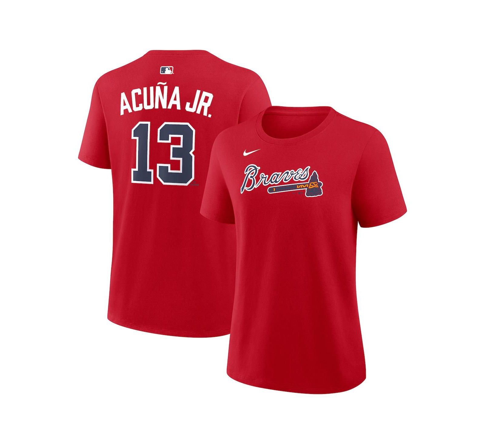 Nike Women's Ronald Acuña Jr. Red Atlanta Braves Name & Number T-Shirt