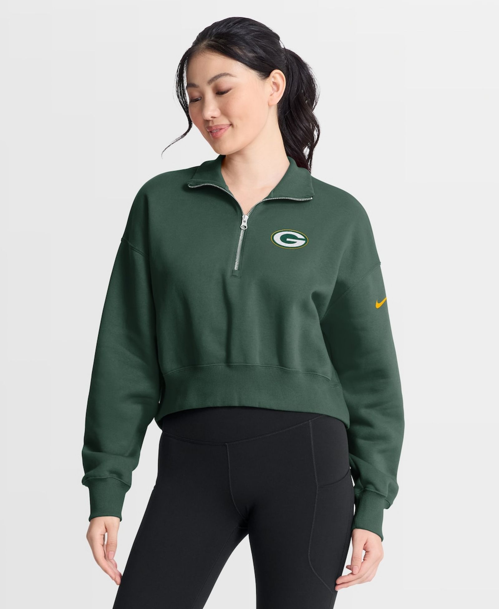 Nike Women's Green Green Bay Packers Phoenix Fleece Quarter-Zip Sweatshirt