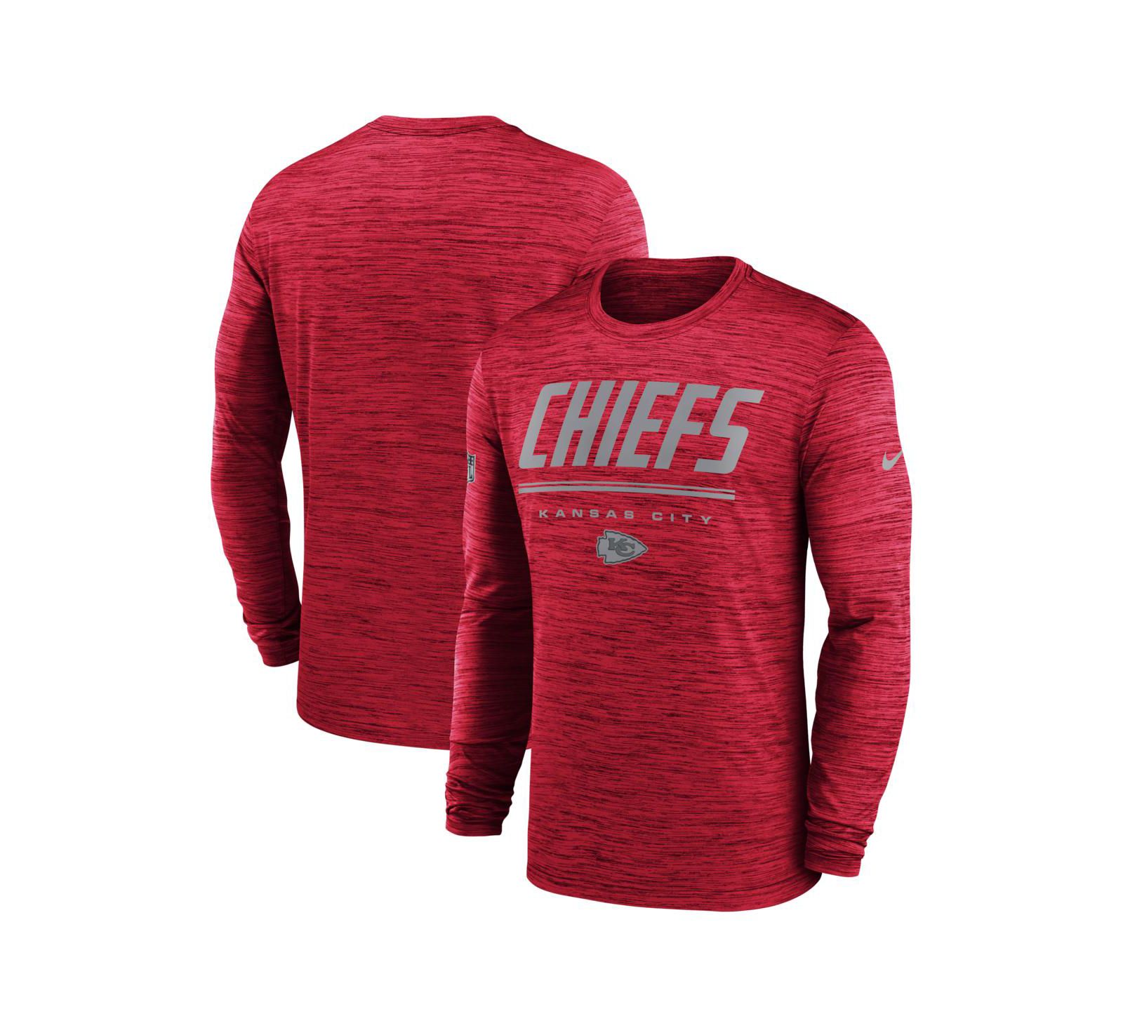 Мужская футболка Nike Red Kansas City Chiefs Sideline Offensive Transition Velocity Dri-FIT Long Sleeve