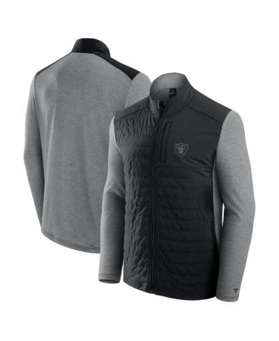 Мужская и женская куртка Fanatics Black/Heather Gray Las Vegas Raiders Front Office Tonal Full-Zip