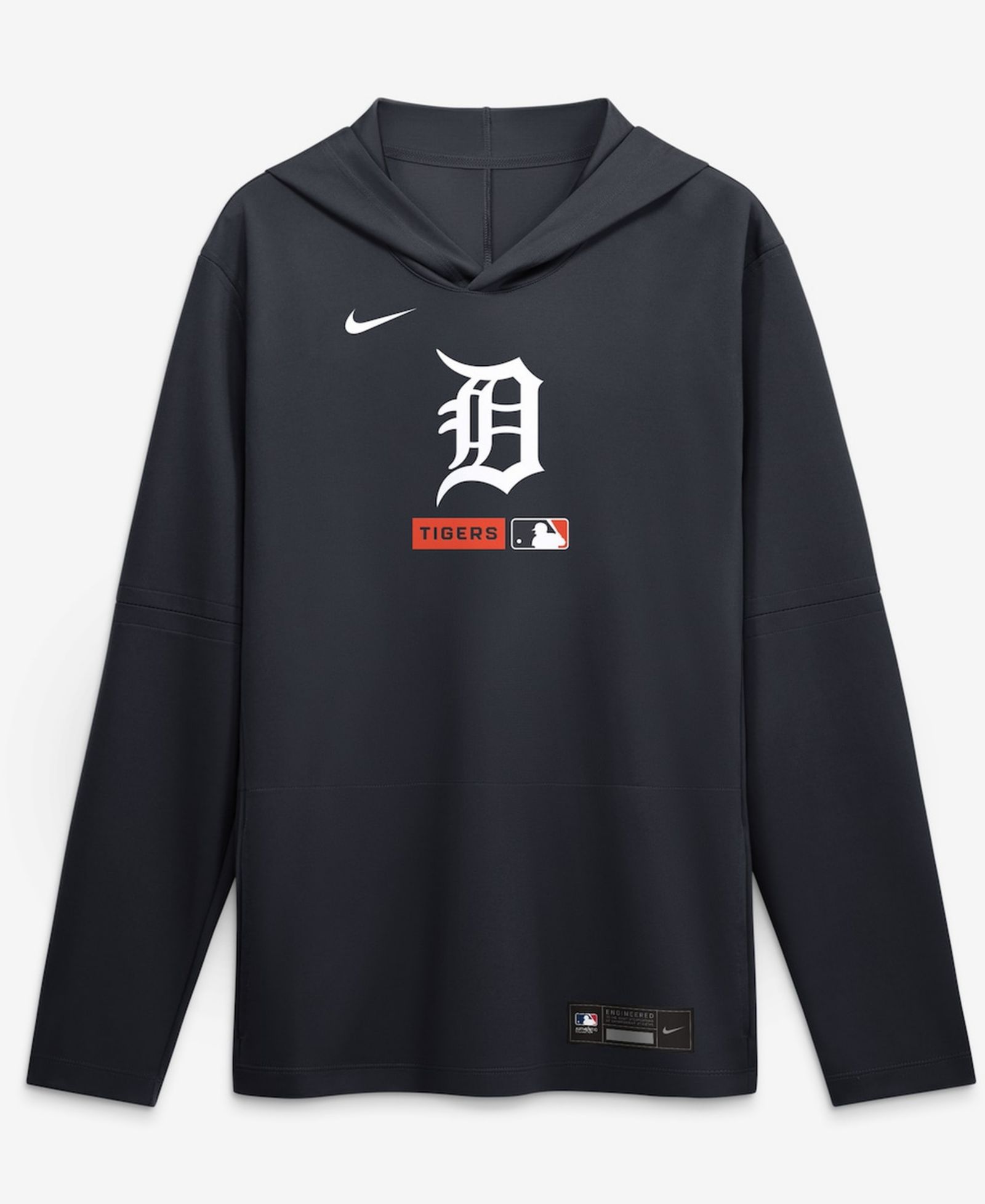 Мужская футболка Nike Navy Detroit Tigers Authentic Collection Dri-FIT Long Sleeve Hooded