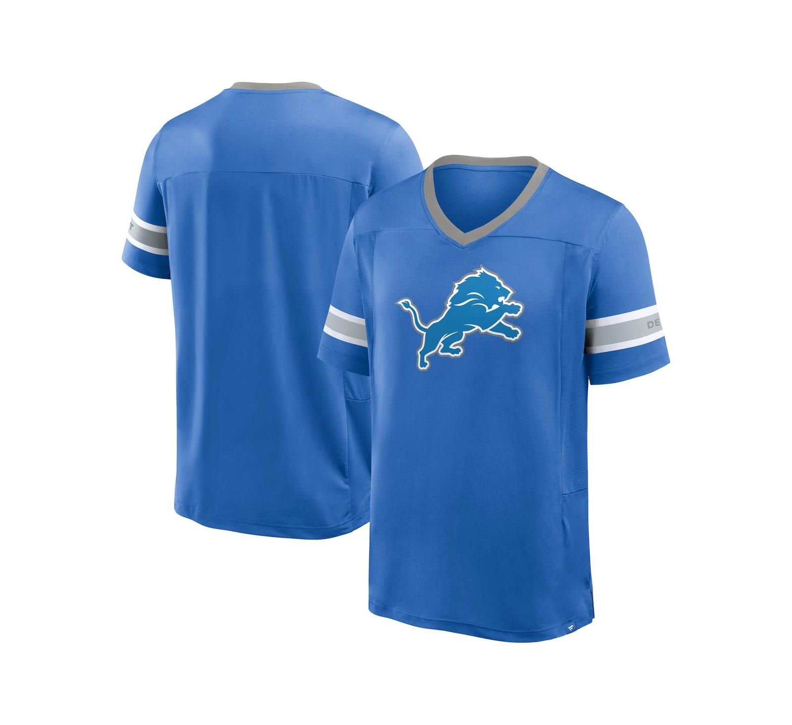 Мужская футболка Fanatics Detroit Lions Hometown Premium Hashmark V-Neck синего цвета
