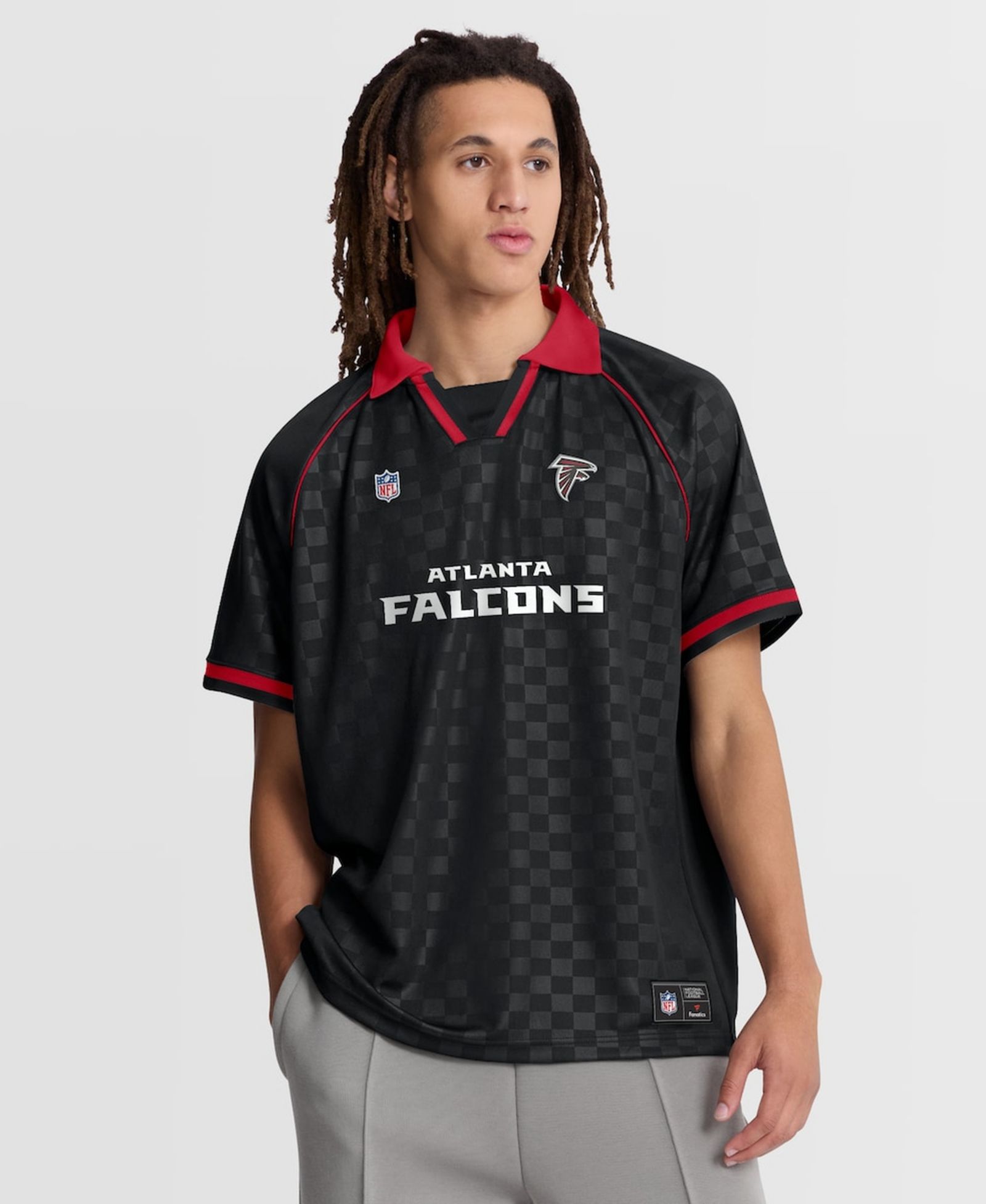 Fanatics Мужской Black/Red Atlanta Falcons Homerun Raglan V-Neck Polo Shirt