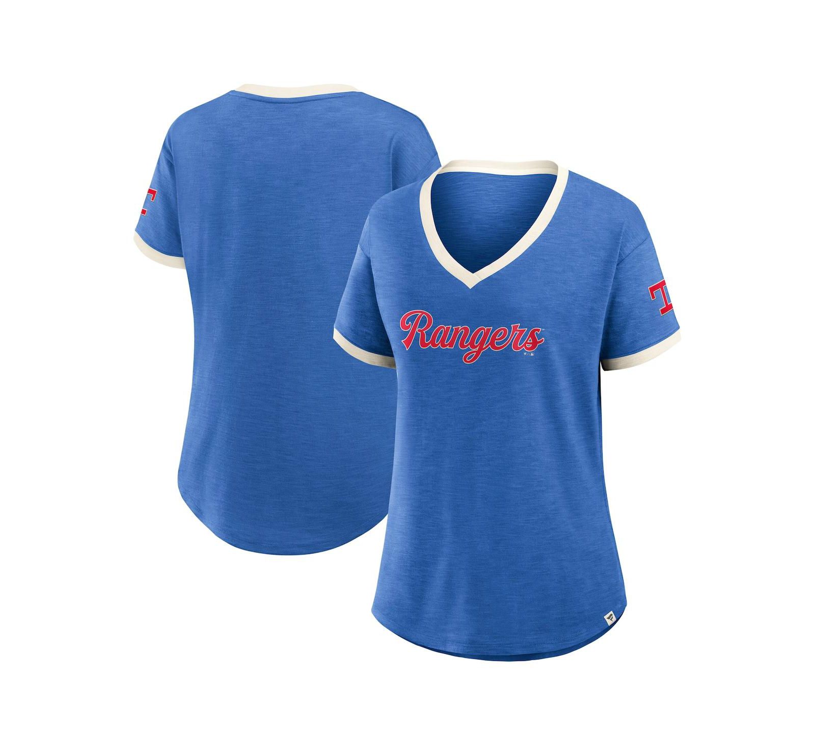 Женский винтажный топ Fanatics Texas Rangers Relaxed Fit Slub V-Neck