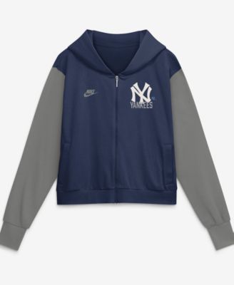 Женское укороченное худи на молнии Nike Navy/Gray New York Yankees Cooperstown Collection