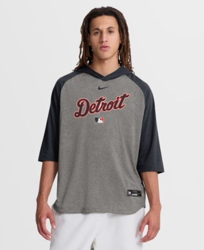 Nike Мужская футболка с капюшоном и рукавом 3/4 Flux Dri-FIT Gray Detroit Tigers Authentic Collection