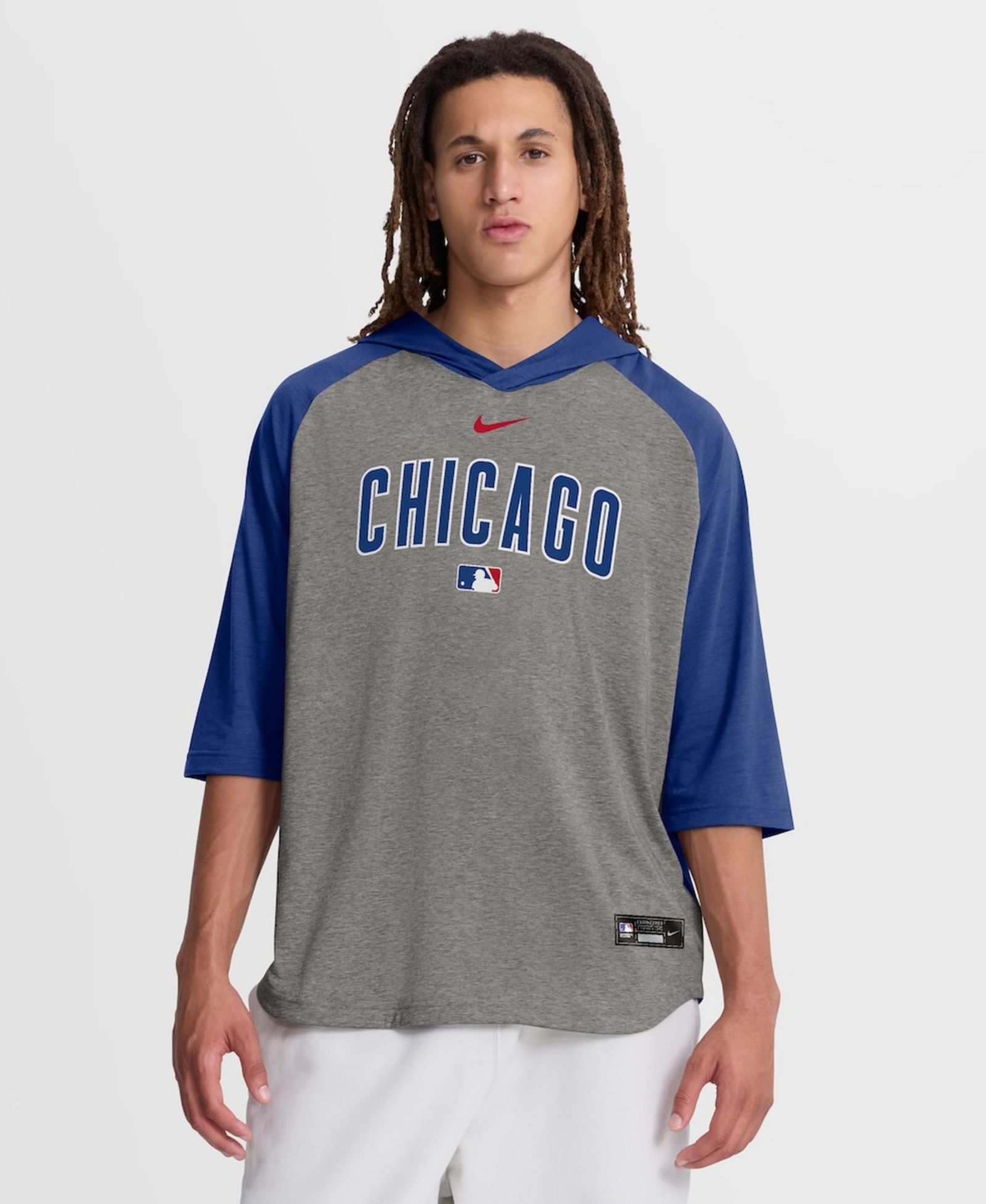 Мужская футболка Nike Gray Chicago Cubs Authentic Collection Flux Dri-FIT Raglan 3/4-Sleeve Hooded
