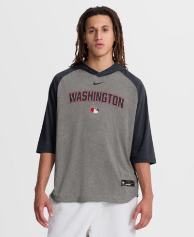 Мужская футболка Nike Gray Washington Nationals Authentic Collection Flux Dri-FIT Raglan 3/4-Sleeve Hooded