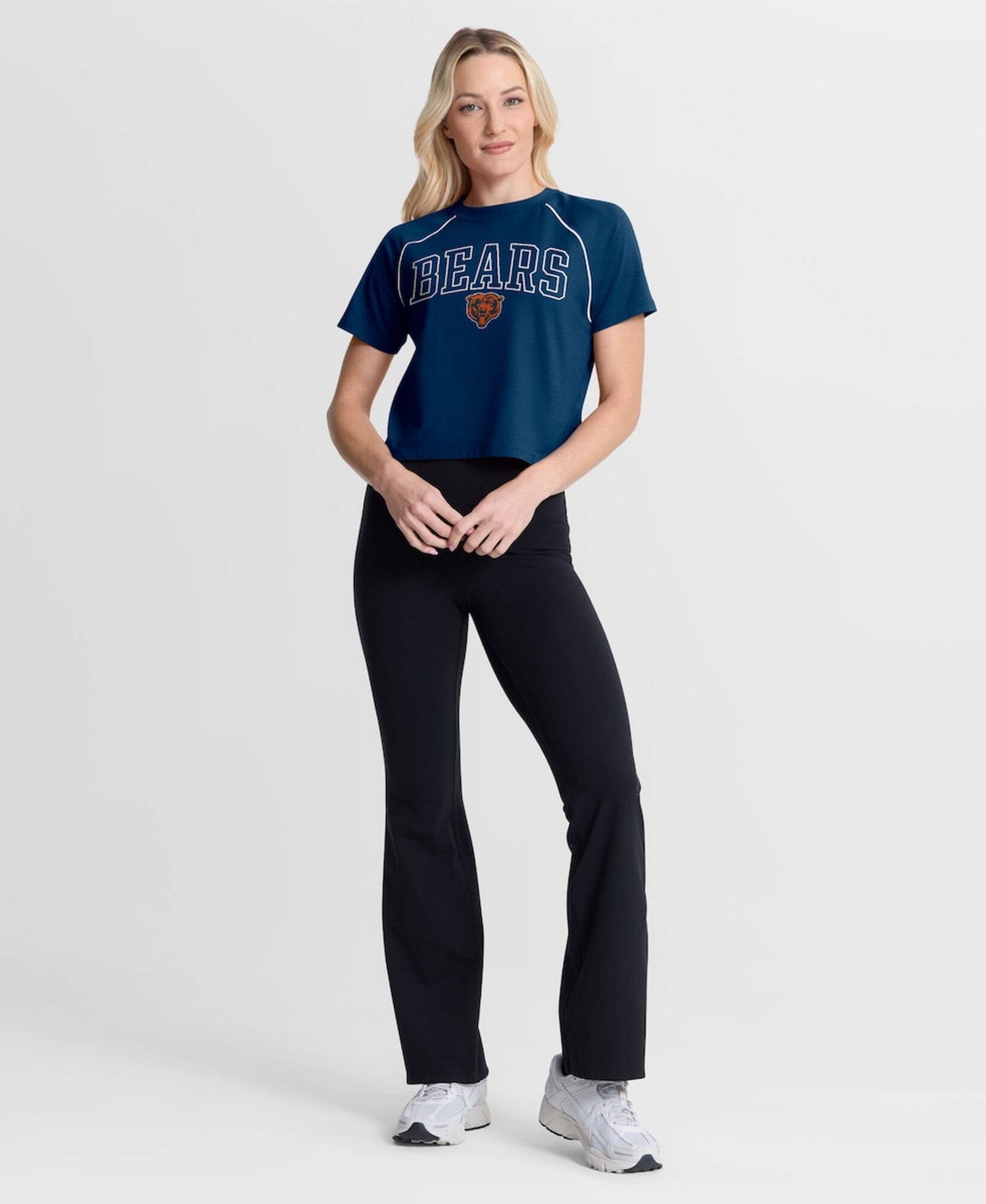 Женский укороченный топ Fanatics Chicago Bears Navy Raglan Tri-Blend