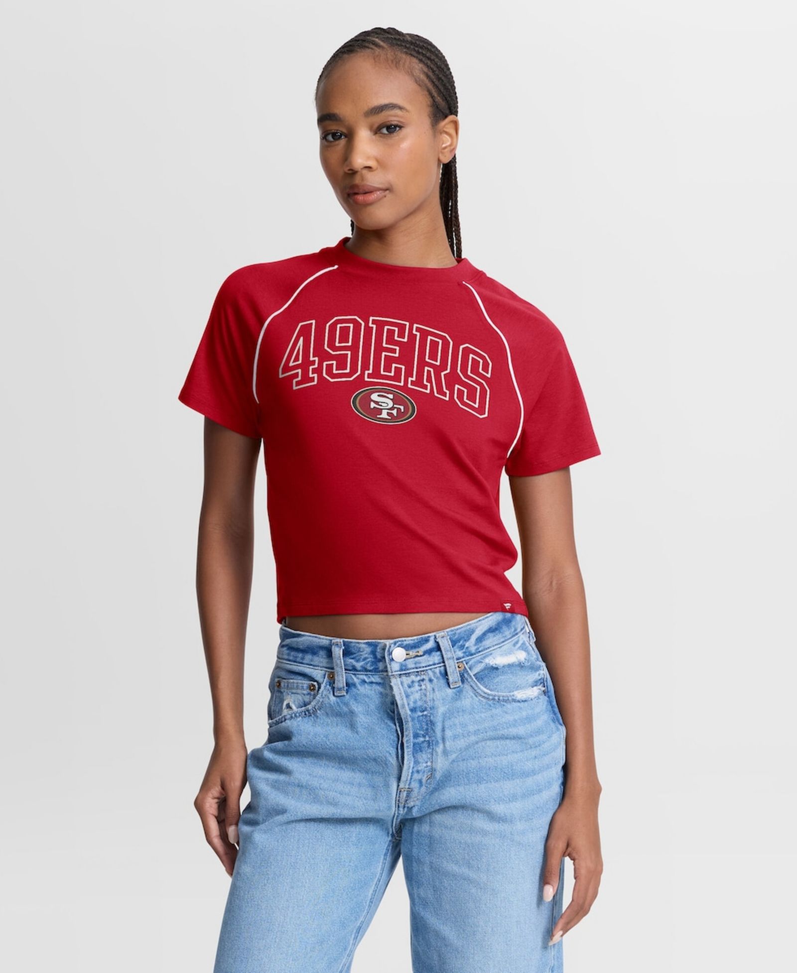 Женский укороченный топ Fanatics San Francisco 49ers Offensive Scheme Raglan Tri-Blend, цвет scarlet