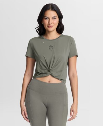 Nike Women's Olive New York Yankees One Twist Dri-FIT Cropped T-Shirt