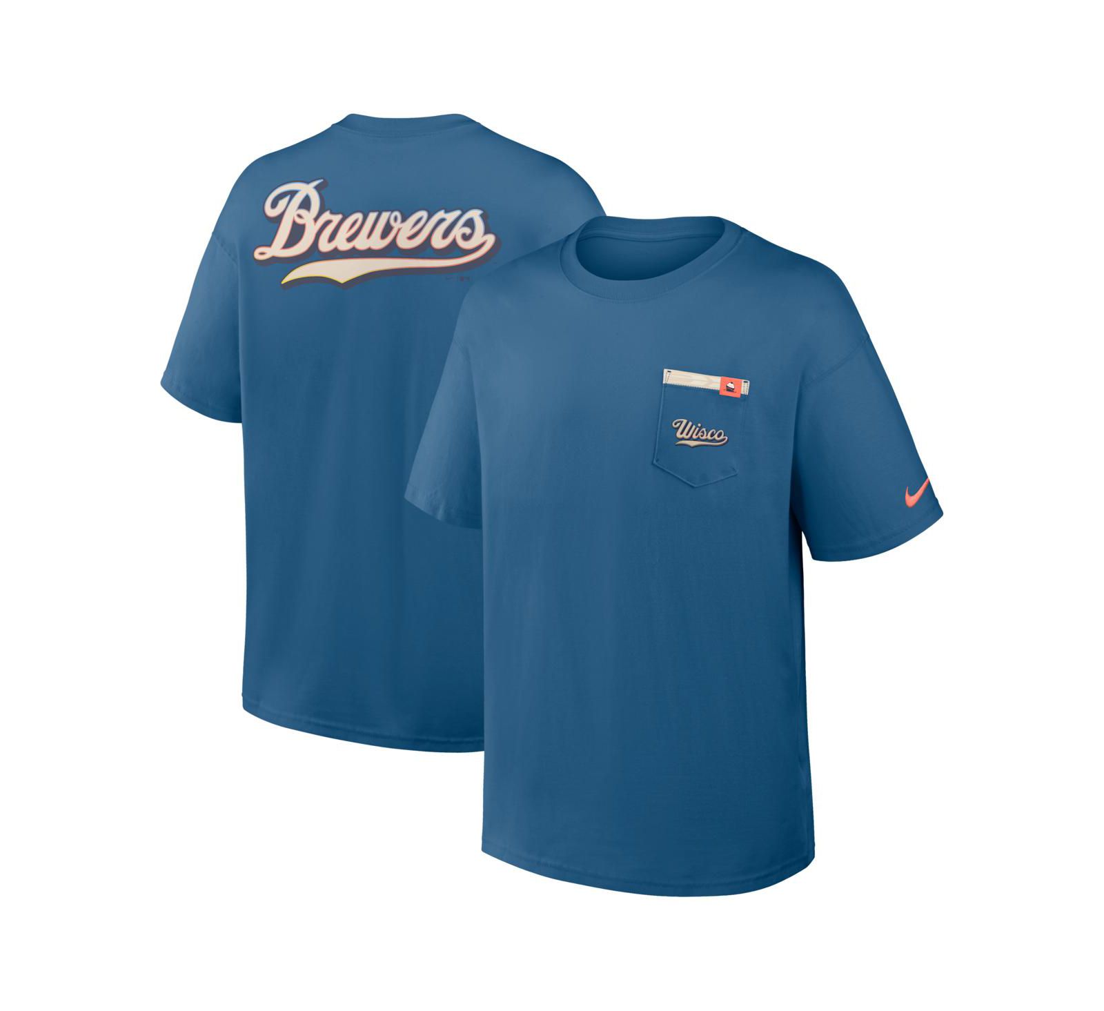 Nike Men's Blue Milwaukee Brewers City Connect Max90 Pocket T-Shirt