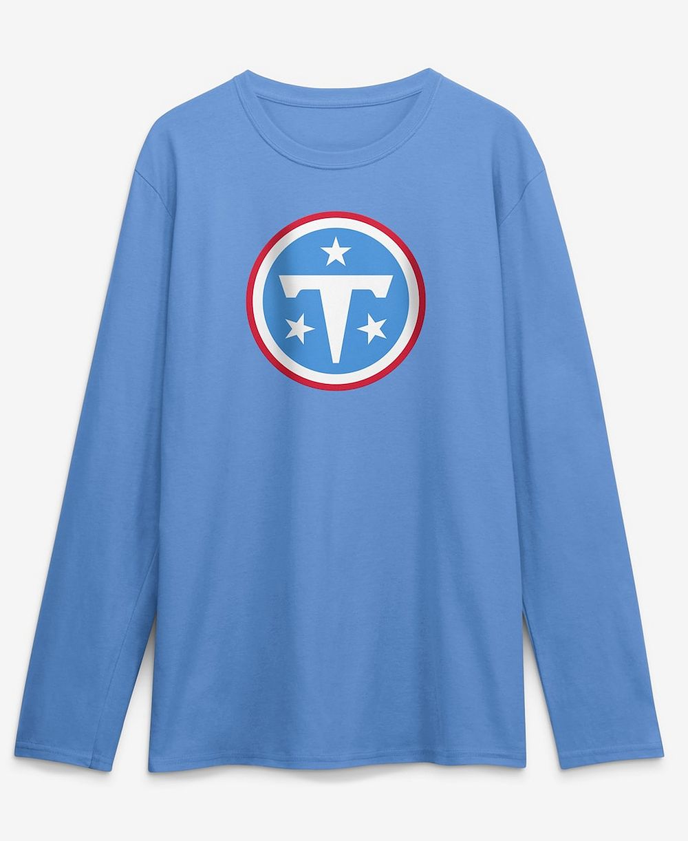 Мужская футболка Logo Athletic Light Blue Tennessee Titans Primary Logo Long Sleeve