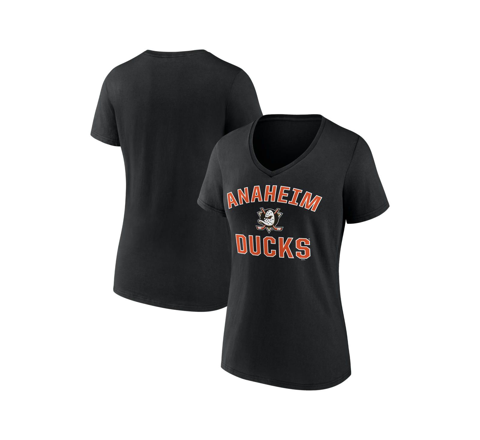 Женская футболка Logo Athletic Black Anaheim Ducks Arch Victory V-Neck