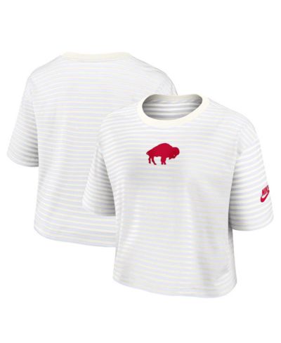 Футболка Nike Women's White/Cream Buffalo Bills Striped Cropped