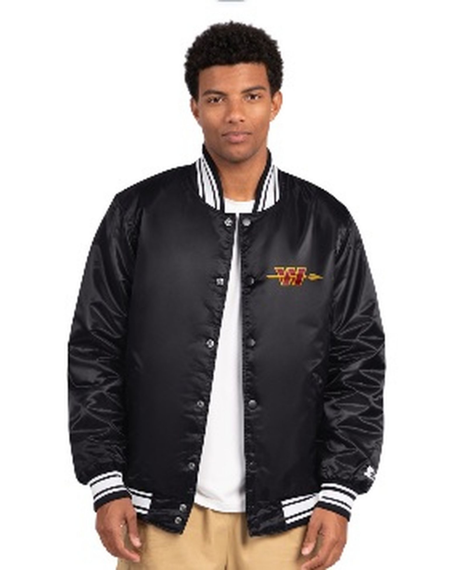 Starter Men's Black Washington Commanders Locker Room Satin Varsity Full-Snap Jacket