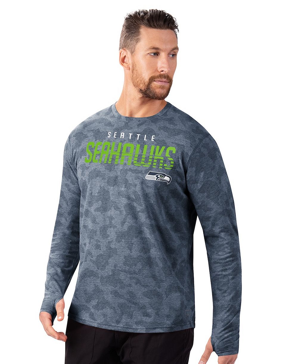Мужская футболка MSX by Michael Strahan Navy Seattle Seahawks Performance Camo с длинным рукавом