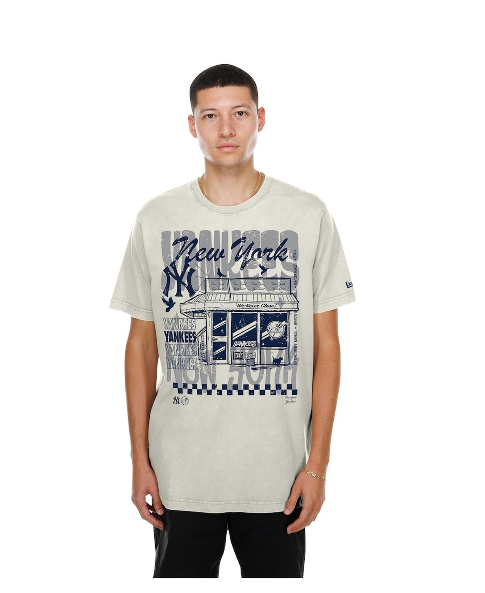 New Era Мужская футболка New York Yankees Injection Lifestyle Foodie Fashion, кремовый цвет