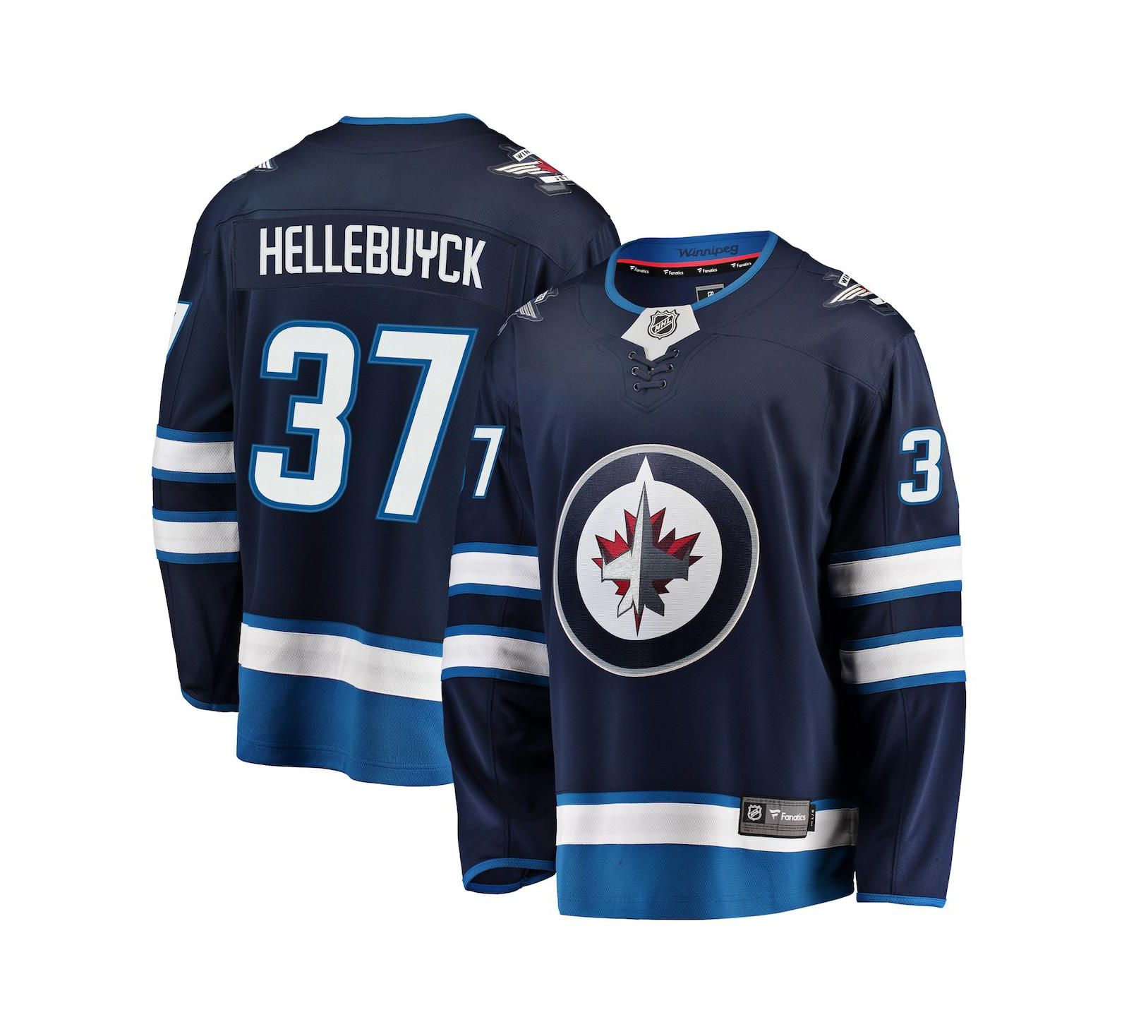 Реплика джерси Fanatics Connor Hellebuyck Navy Winnipeg Jets Breakaway